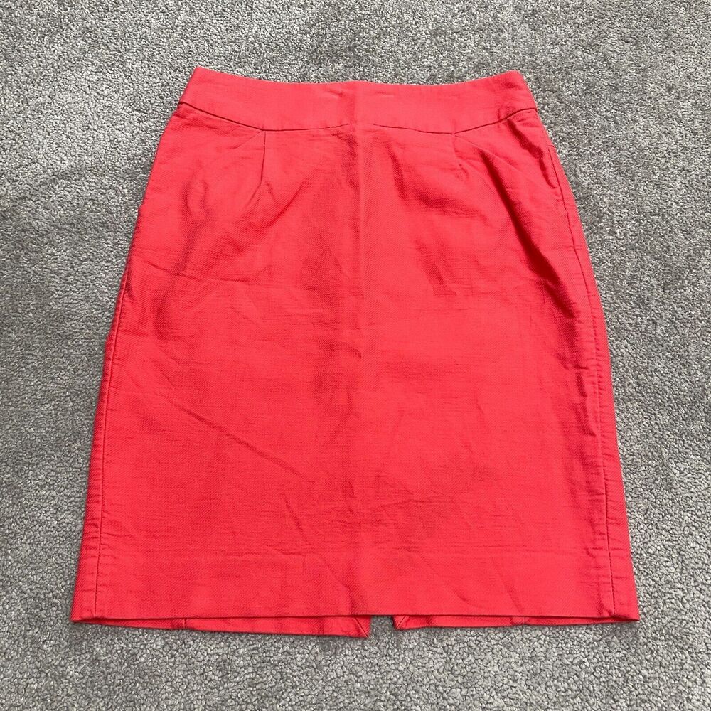J.Crew The Pencil Skirt Womens 0 Pink Knee Length Straight Cotton Pockets Work
